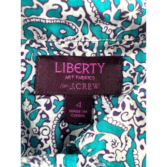 J. Crew Liberty Art Fabrics Boy Shirt Womens Size 4 Long Sleeve Floral Button Up - Picture 4 of 9